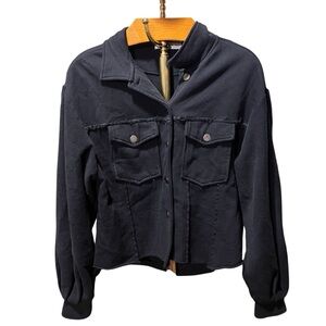NATURAL LIFE Black Cropped Button Down Utility Jacket XS/S
